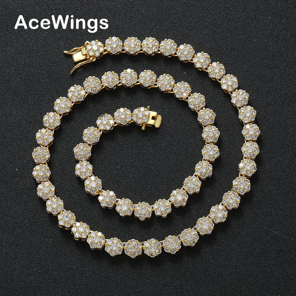 BC236  8MM Women Flower Shape Tennis Chain Brass CZ Necklace for Gift