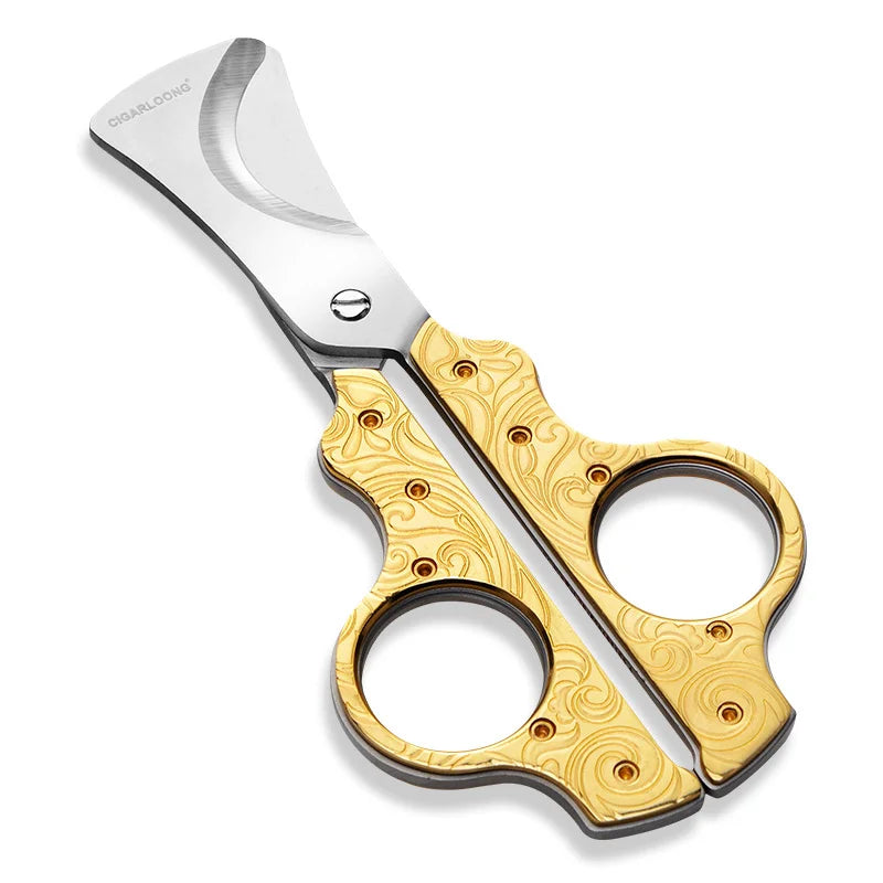 CIGARLOONG Portable Double Edged Scissors Sharp Stainless Steel Cigar Scissors Cigar Cutter Custom  Logo