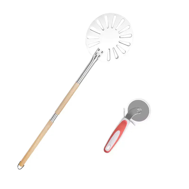 Complete Pizza Tools Set Including Pizza Peel and Cutter Essential for Pizza Lovers With Wooden Handle