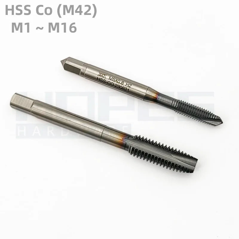 Long Life TiCN Coating HSS M42 Co8 HSSE Spiral Point Machine Taps with Coarse Fine Thread Pitch M1-M16 for Hard Metal Drillin