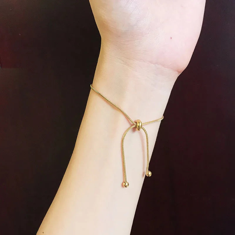 Simple Personalized Stainless Steel Bracelet Ins Niche Design Pull Out Snake Bone Chain Bracelet for Girls