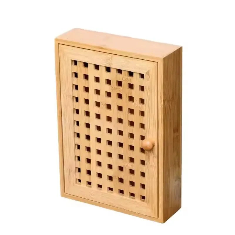 Bamboo Wall Key Holder Wall-mounted Keys Holder Decorative Entryway Shelf With Hooks Holds Keys