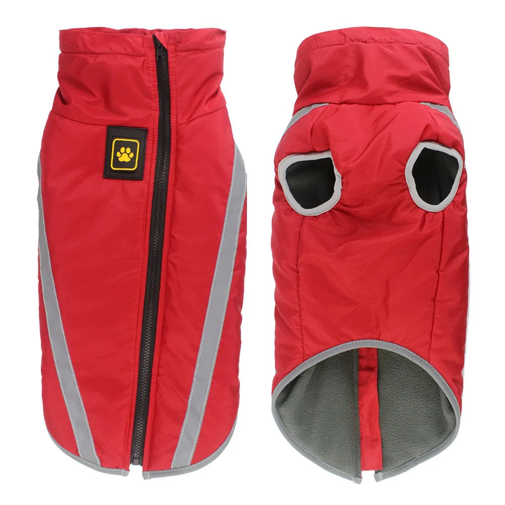 New Pet Product Fall Winter Waterproof Dog Cotton Clothing Outdoor Leash Hole Medium Large Size Coat Zipper Dog Clothes Jacke