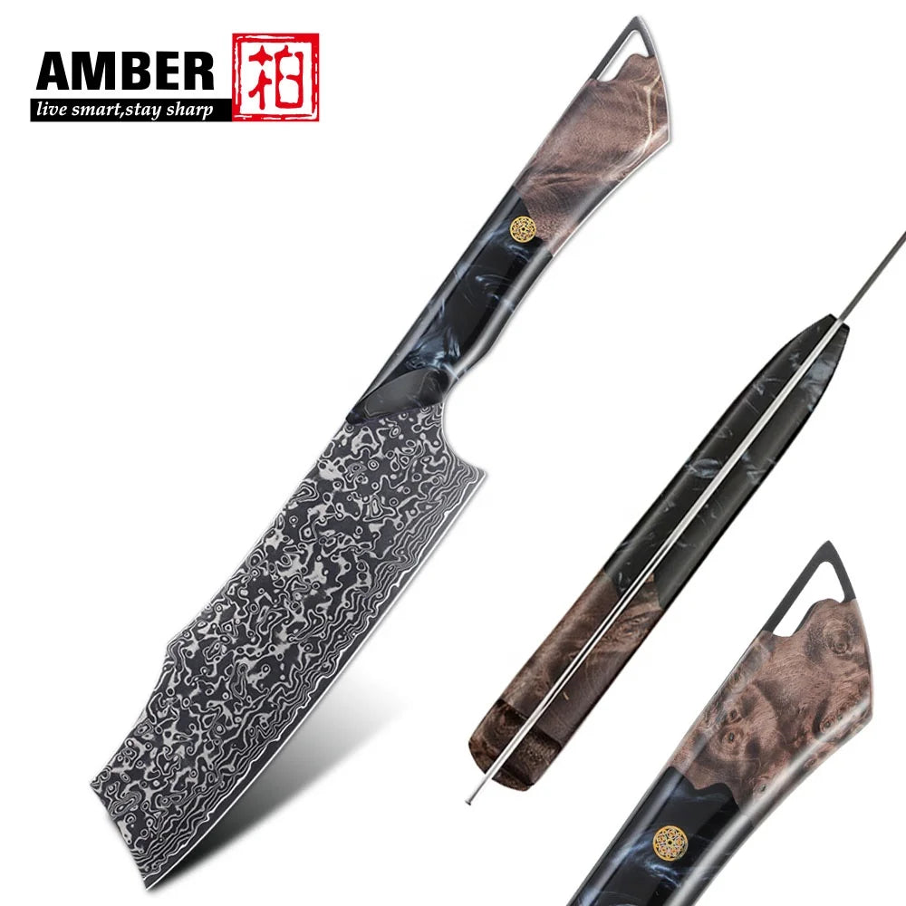 No Resistance DLC Like Black Blade Finished 67 Layers Damascus Steel Knives with Resin Handle Black Resin Damascus Knife