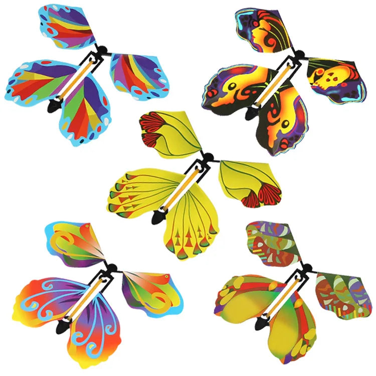 Hot Cheap Magic Flying Butterfly Trick Toy Elastic Band Powered Funny Prank Mystical Surprise Party Favor Paper Promotional T