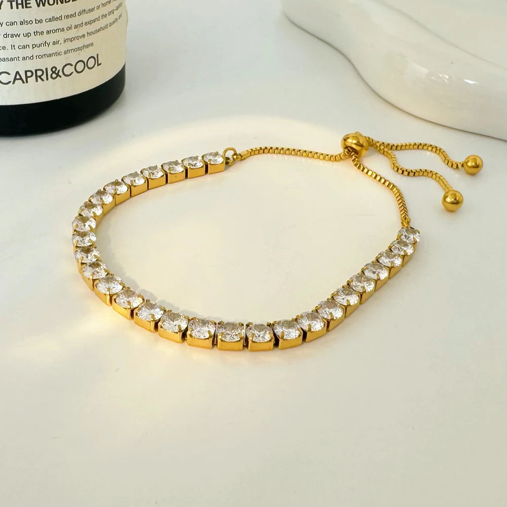 Micro Inlaid Zircon Sparkling Full Diamond Bracelet Fashion Pull-out Adjustable Box Chain Best Friend Bracelet Jewelry