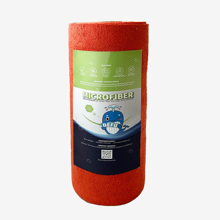 25x25cm Microfiber 20pcs Roll Tear Away Cloth Reusable and Absorbent for Car Kitchen Multipurpose Use Disposable Cleaning Clo