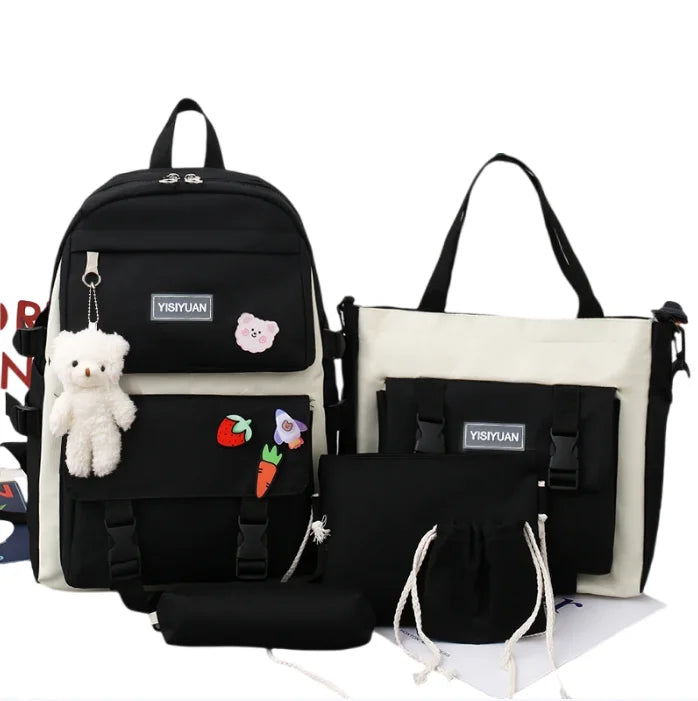 High-Capacity Lovely Cartoon School Backpack Set for Girls 1-3-6th Grade 6-12 Years Open Closure Type
