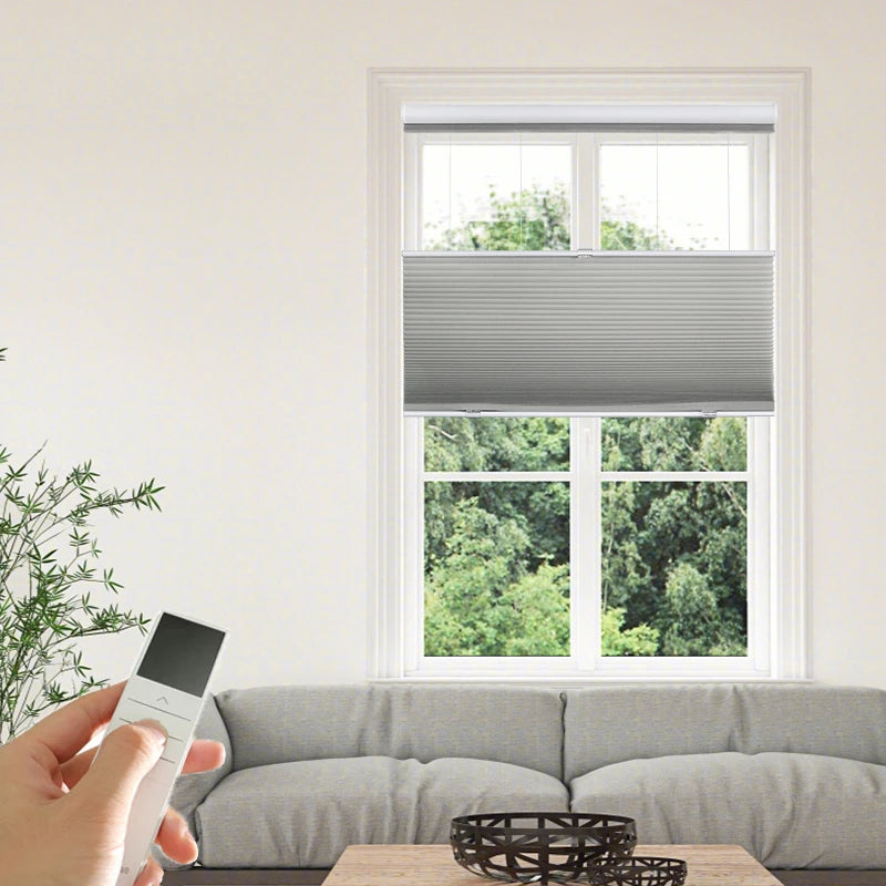 Motorized Blackout Honeycomb Blinds for Window Shades Soundproof Pleated Blinds Plisse Curtain