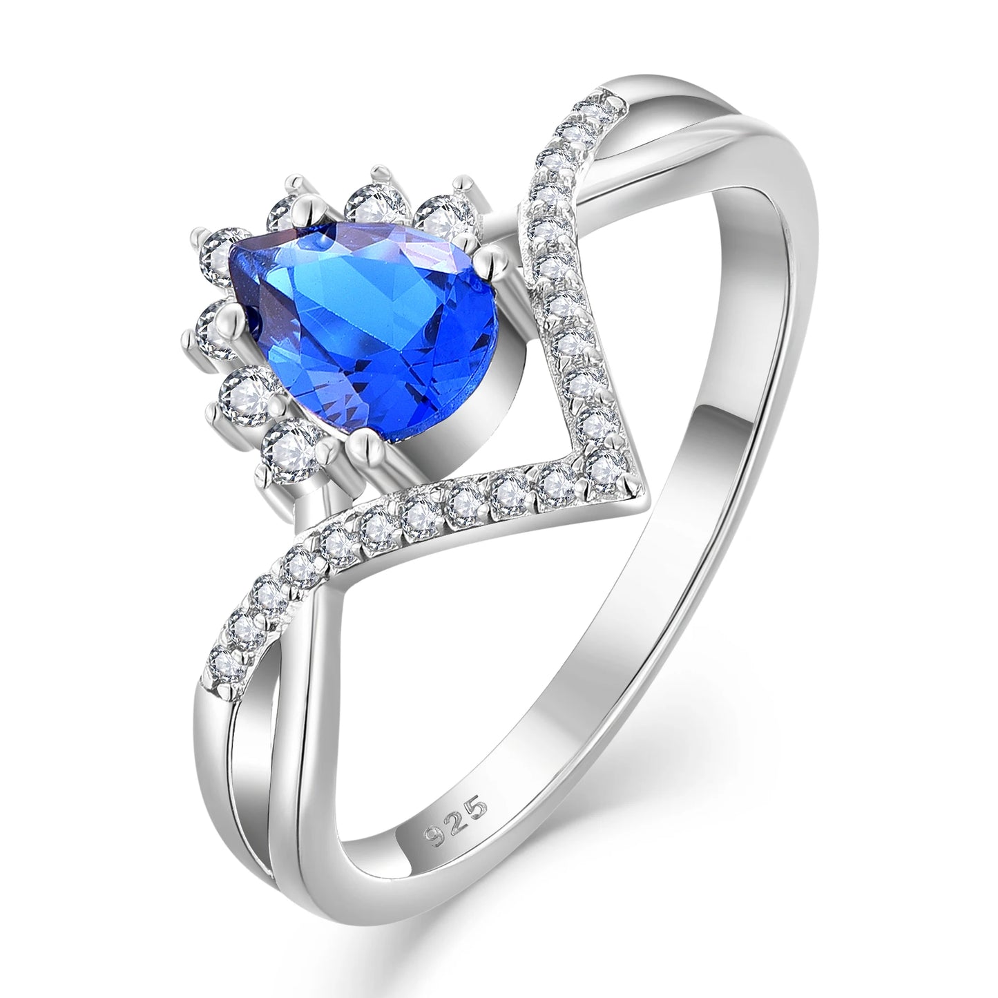 YH Jewellery's Natural S925 Sterling Silver Ring Geometric Gemstone Finger Ring for Women for Weddings and Parties