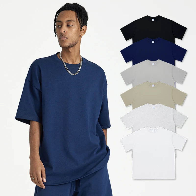 NO MOQ Custom Design Oversize T-shirt Man 310G Cotton Plus Size Blank Plain T-shirt Sport Tshirt Short Sleeve