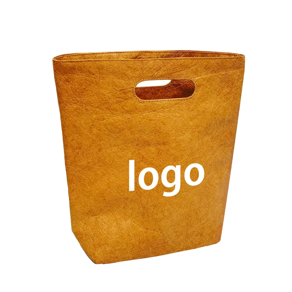 Dupont Tote Bag Cheap Eco Beach Camping Reusable D Cut Tote Brown Kraft Paper Waterproof Coated Tyvek Bag with Handle