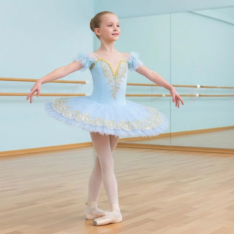 Children's Ballet Tutu Costumes Little Swan Dance Fluffy Gauze Skirt Suspenders Female Performance Clothing