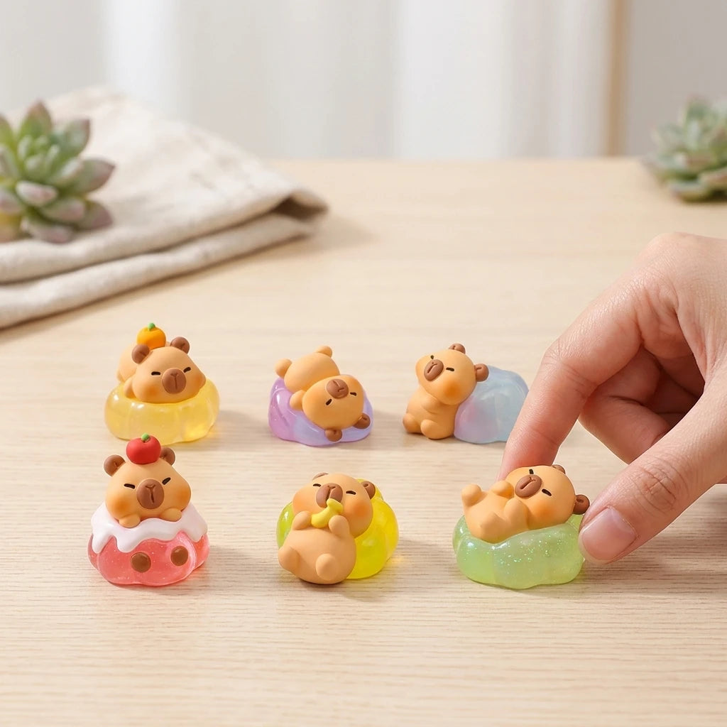 3D Resin Capybara Small Kawaii Toys Figurine Animal Bonsai Decoration for Children Kid Education Cake Topper Gardening Aquari