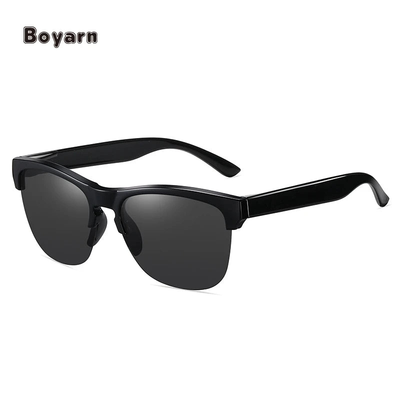 Boyarn Wholesale Fashion Semi-Rimless PC Square Frame Polarized Sunglasses Red Lens UV400 Female Sun Glasses