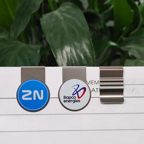 Factory Wholesale Free Sample Custom Logo Printing Bookmark Cheap Decorative Modern Steel Plate Round Metal Paper Clips
