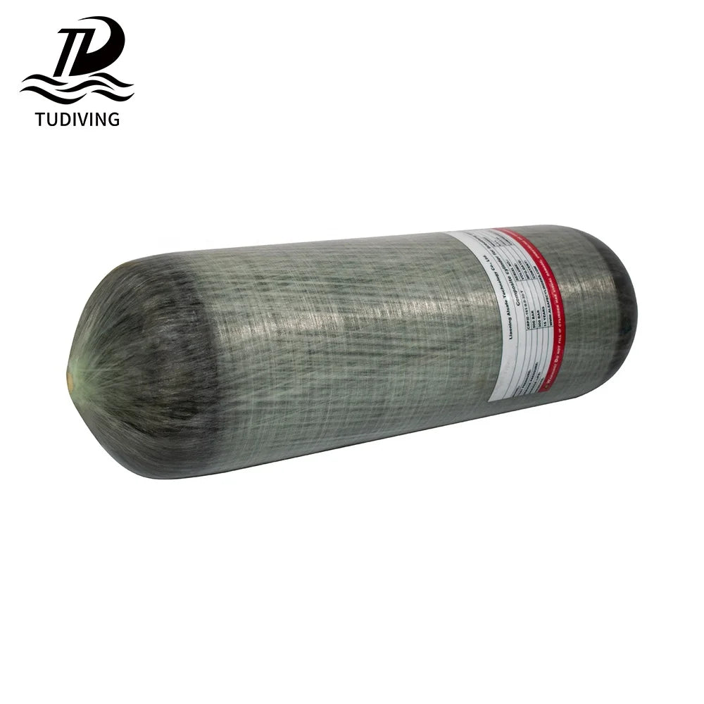 TUDIVING New Design 9L 300bar 4500psi High Pressure Compressor PCP Swimming Scuba Diving OEM Gas Cylinder Carbon Fiber Air Ta