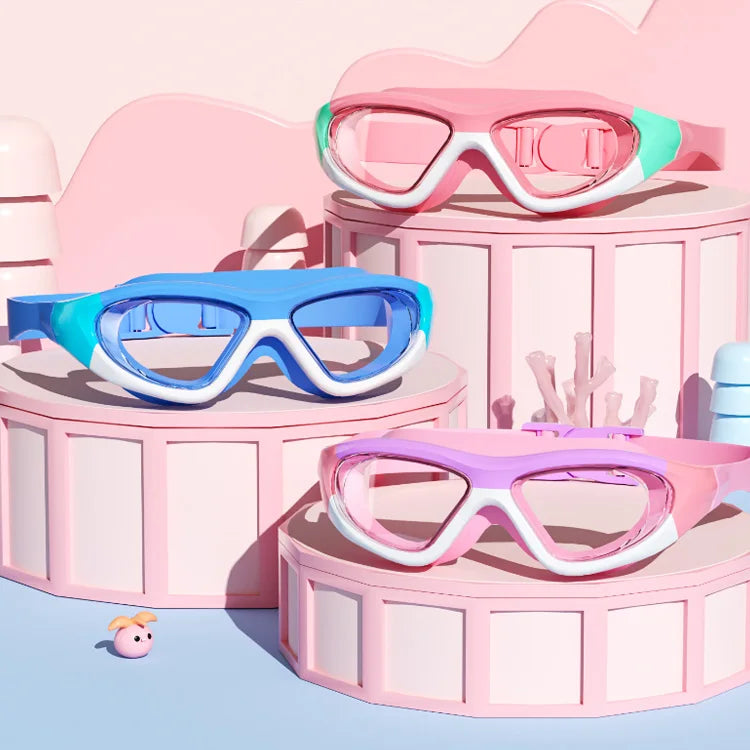 2026 Factory Wholesale Anti Fog HD Lens Fashion Children Rubber Silicone Racing Swimming Goggles for Kids