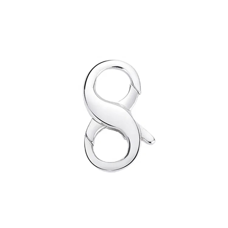 925 Silver Double Ended Lobster Claw Clasp Infinity Shape Two Sided Opening Connector for Pendant Necklace Jewelry