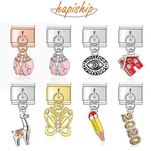 Hapiship 9mm Width Original Daisy 2020 House Bees Eye Butterfly Italian Charm Fit Bracelet Stainless Steel Jewelry Making DJ2