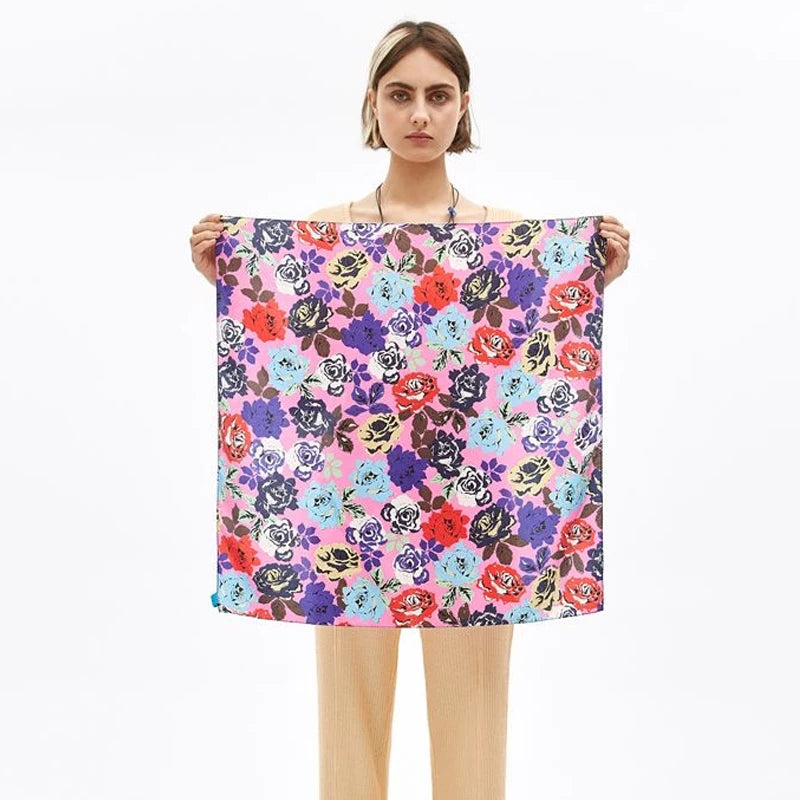 100% Silk Fabric Custom Print Brand Design 12mm Habotai Silk Handkerchief Scarf for Women