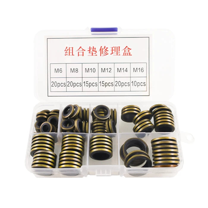 KAIRUITE Bonded Seal Dowty Washer Self-Centred Automotive Dowty Seal Gasket Assortment 10 Metric Sizes M6 M24 (Metric)