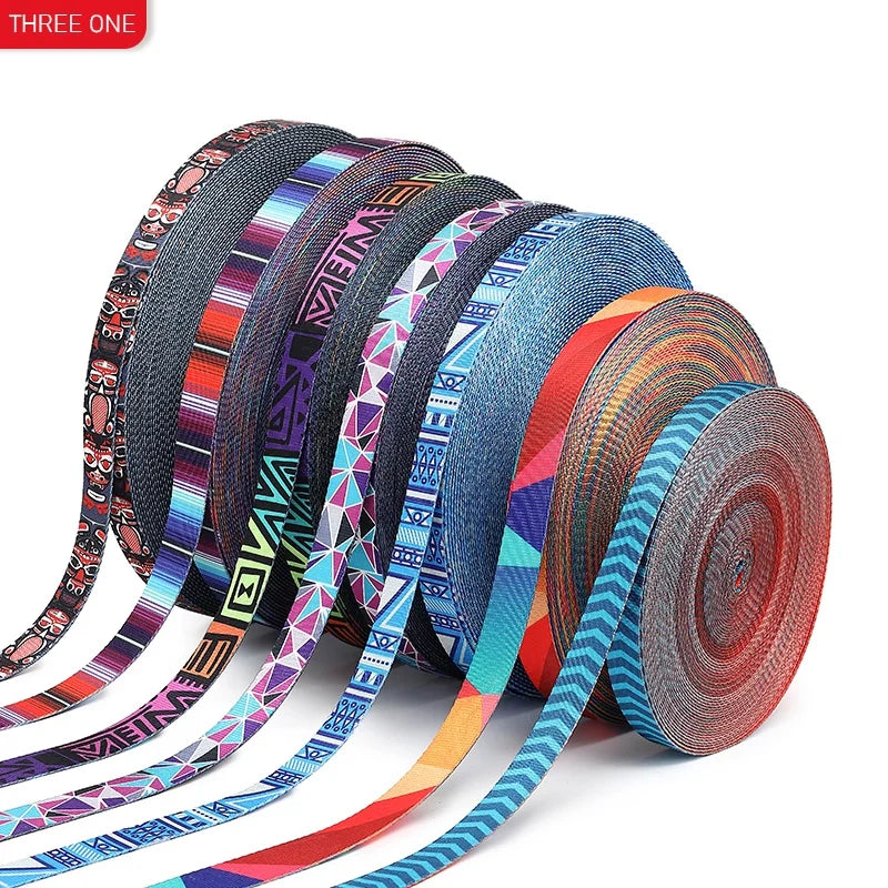 Factory Direct Sales Nylon Heat Transfer Webbing Polyester Printed Webbing Printed logo Buckle 1 Inch Nylon Webbing