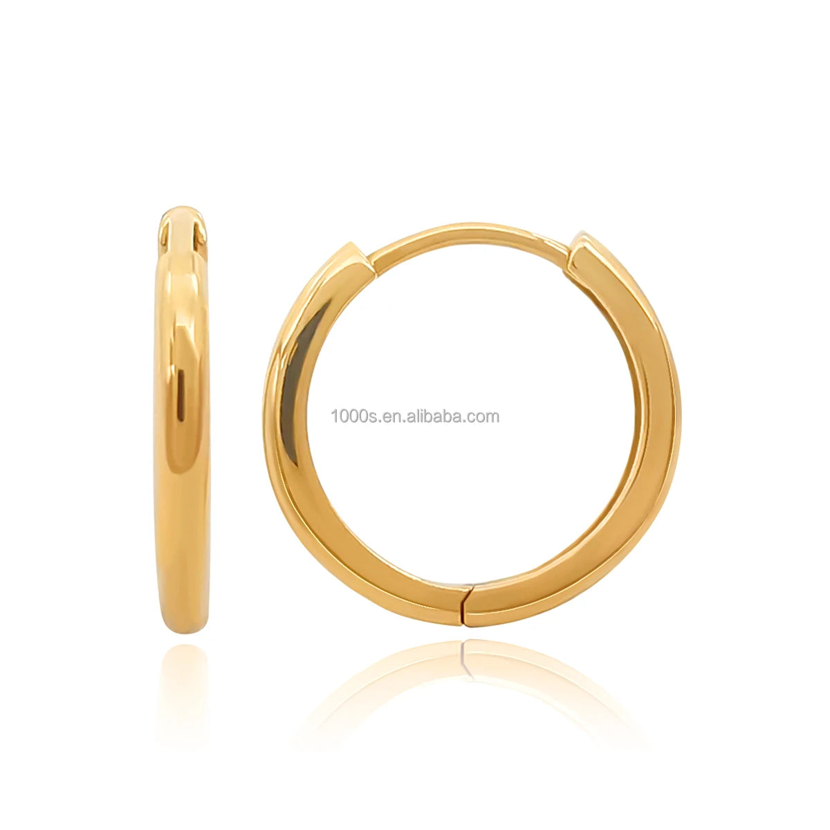 Trendy Circle Huggie Hoop Earrings 14K/18K Real Solid Rose and White Gold for Wedding Parties Fine Jewelry Gift