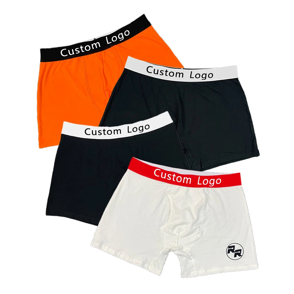 Custom Logo Classic Solid Color Cotton Comfortable Natural Felling Shorts Men's Briefs Boxers for Men