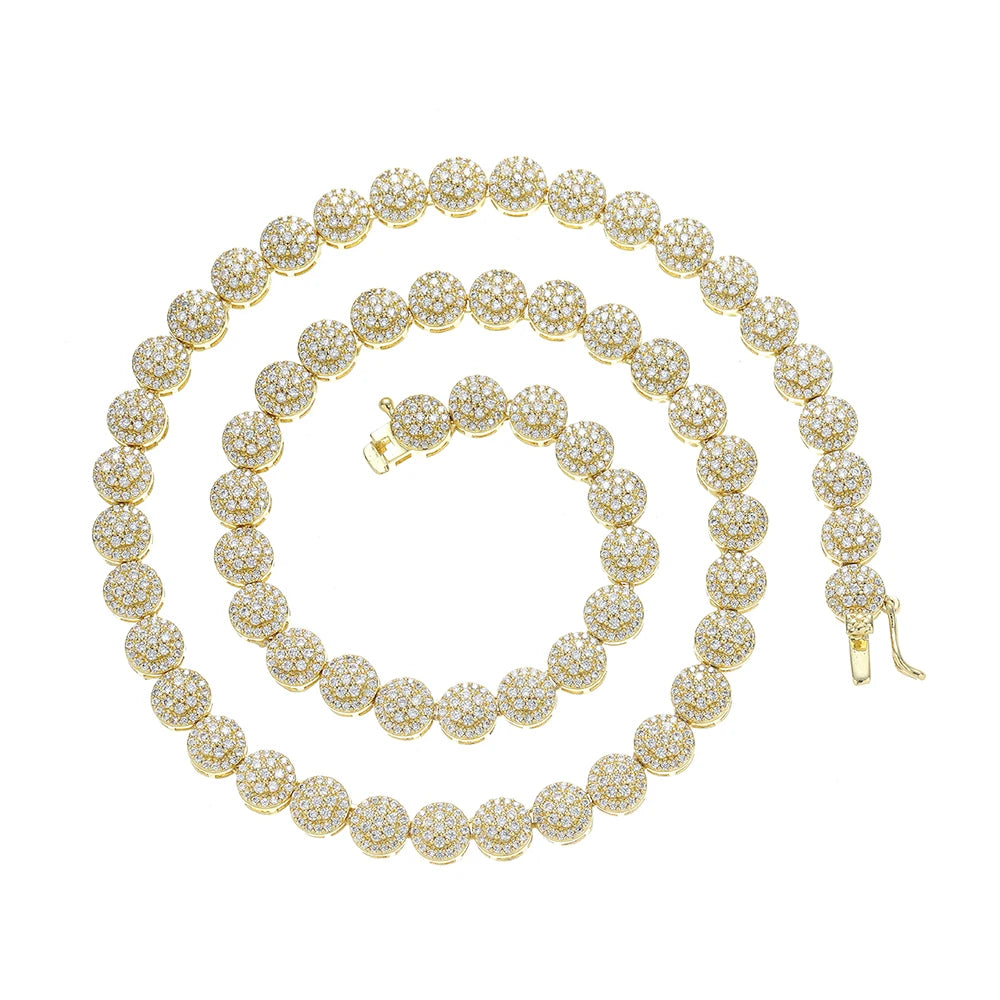 BC250 7mm Brass Micro Pave Cubic Zircon Tennis Chain Necklace for Men and Women Fashion Jewelry