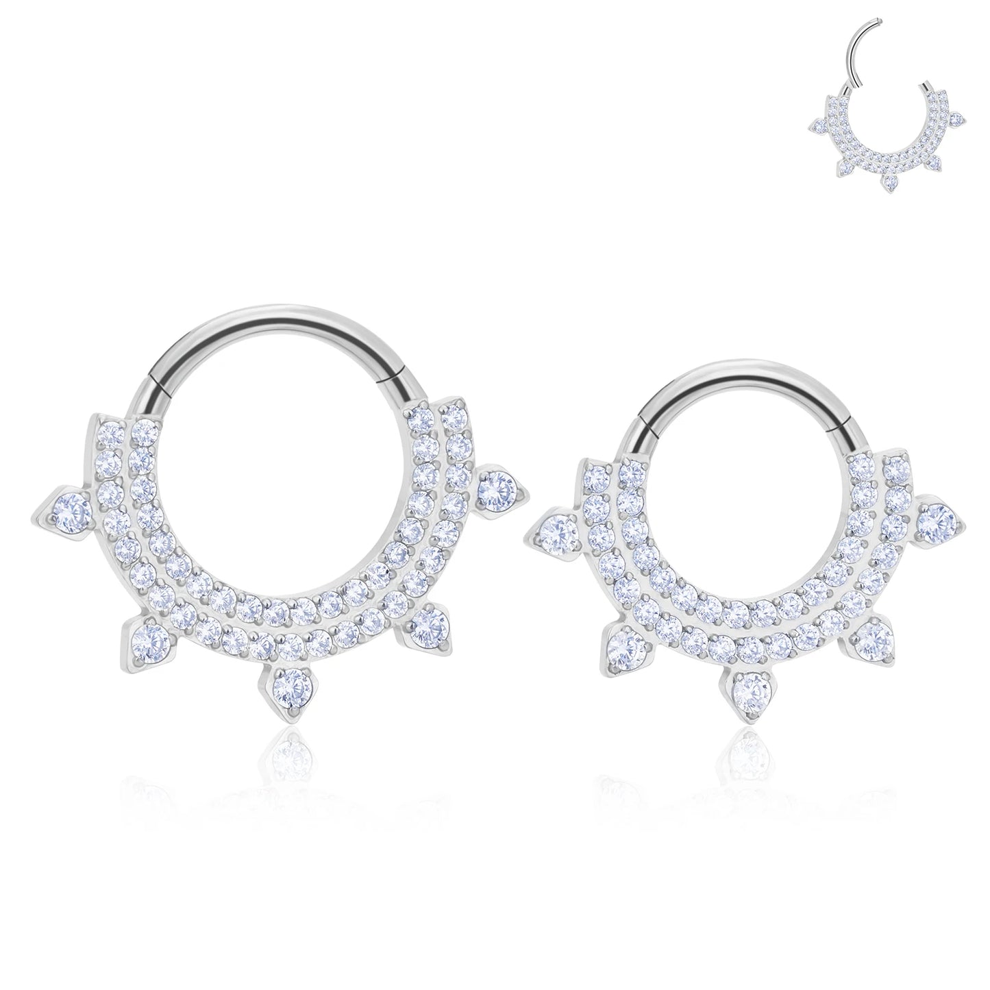 Fashion ASTM F136 Titanium Piercing Hinged Clicker Septum Ring With CZ Lined Piercing Jewelry