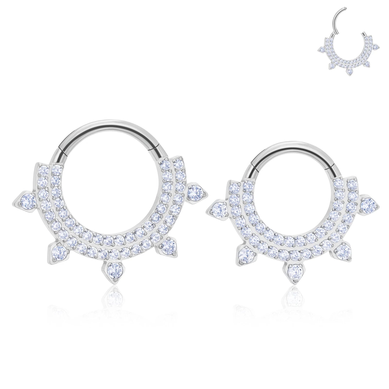 Fashion ASTM F136 Titanium Piercing Hinged Clicker Septum Ring With CZ Lined Piercing Jewelry