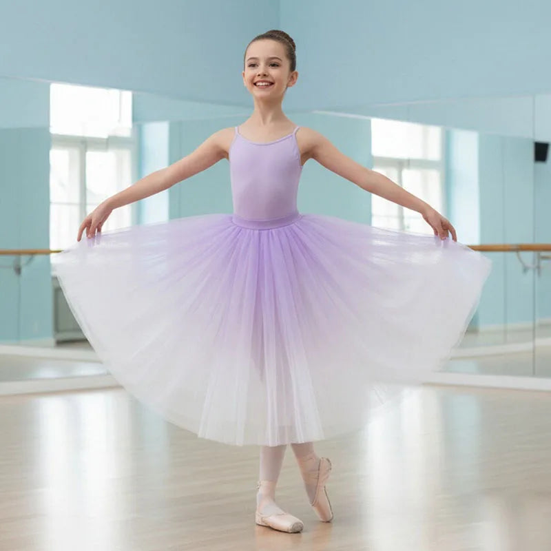 Wholesale  Ballerina Ballet Tutus White Black Thick Mesh Lace Long Tutu Elastic Waist Tulle Skirts Ball Skirt