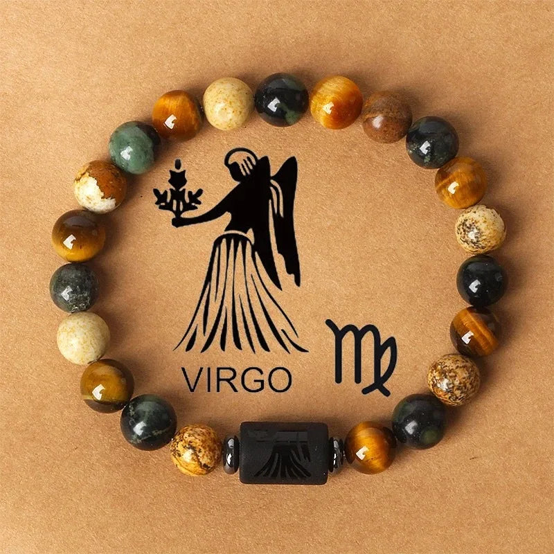 8mm Tiger Eye Natural Stone Crystal  Healing Gemstone 12 Zodiac Signs Friendship Bracelet for Women Mens