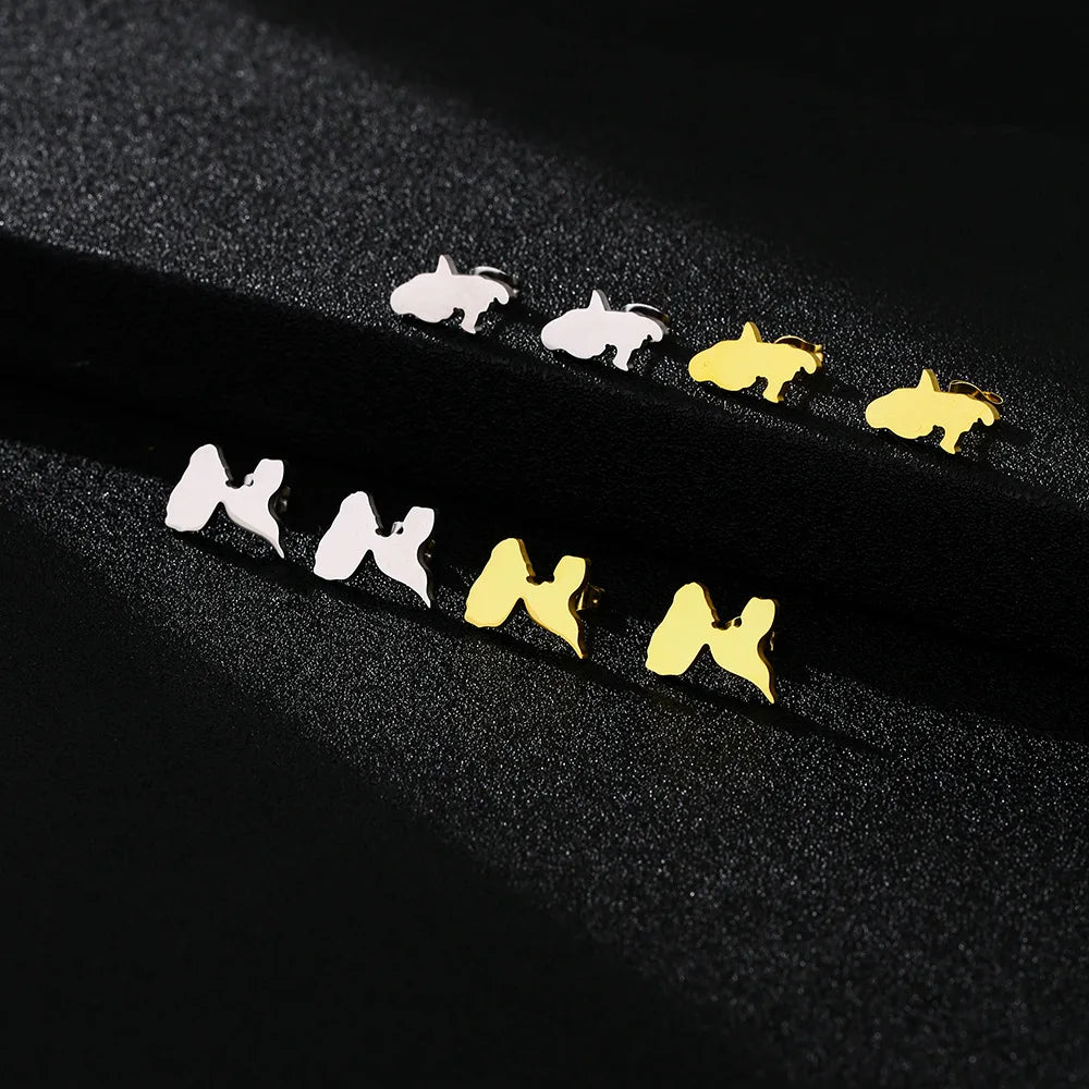 Factory Stainless Steel France Martinique Guadeloupe Stud Earrings Silver 18K Gold Plated Map Charm Stud Earrings