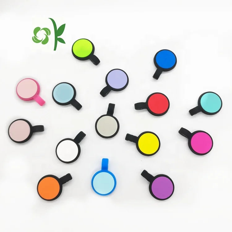 OKSILICONE Mini Silicone Pet Tags Dog Accessories Custom ID Tag Multi Color Blank Dog Cat Tags with Key Rings Lace Solid Padd