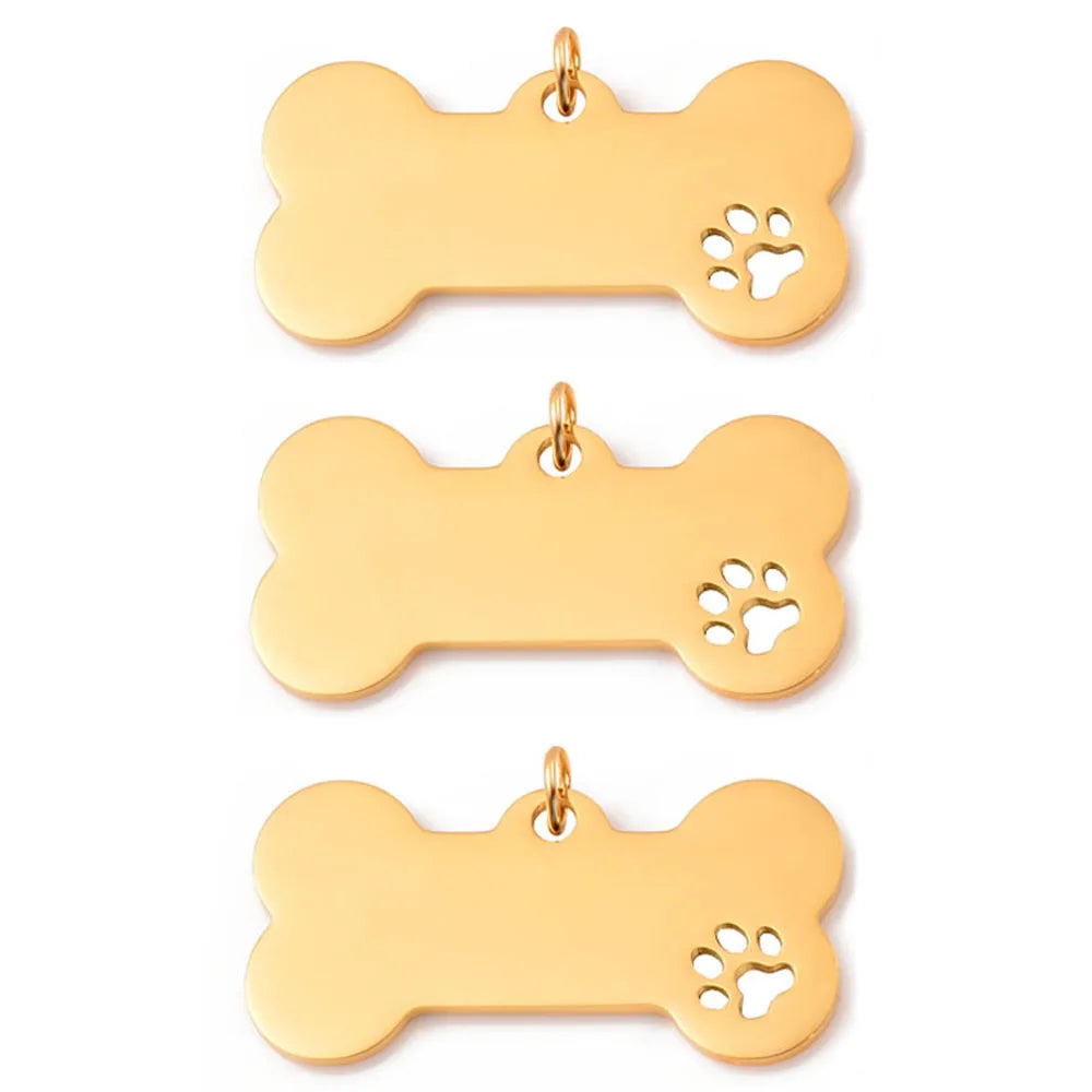 High Quality Customized Blank Laser Engrave Mirror Polish Charm Stainless Steel 18k Gold Plated Bone Style Dog Fine Pendant