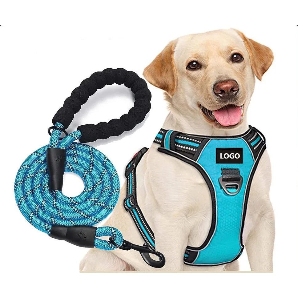 Wholesale Nylon Pet Harness XL Size Reflective Chest Vest with Traction Rope and Reflective Strap Letter Pattern Dog Harness