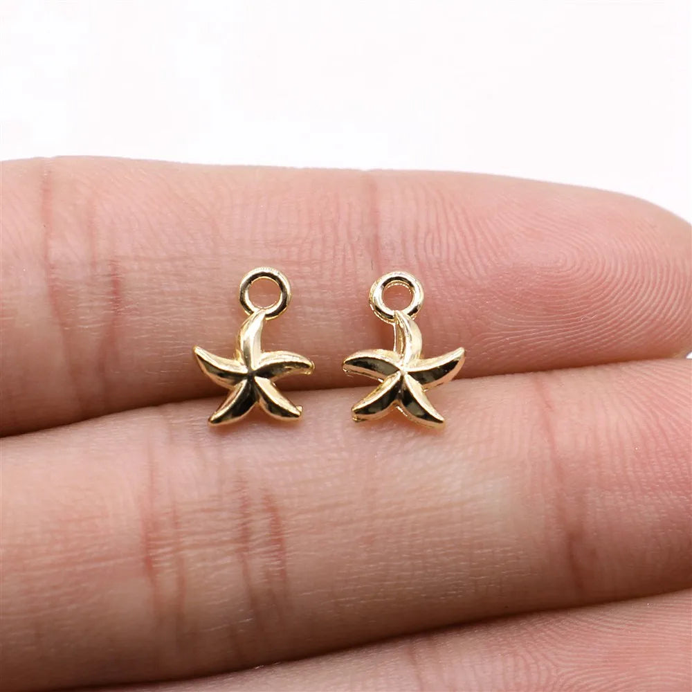 AA0160115 12x7mm Charms Starfish Star Handmade Making Fit Vintage Tibetan Silver Color Pendants DIY for Bracelet