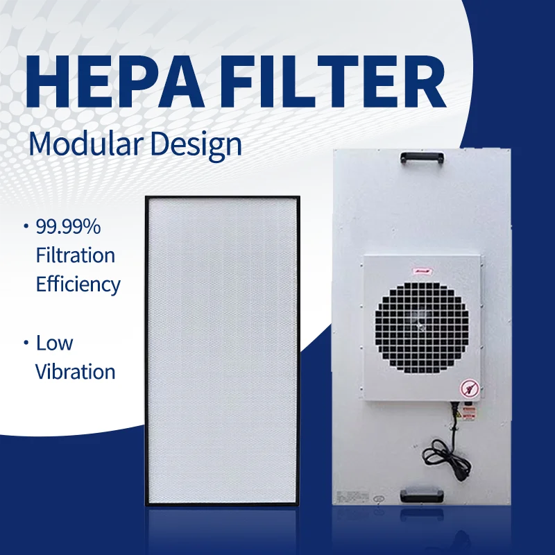 Low Noise FFU Fan Filter Unit with H13 H14 HEPA Filter Laboratory Laminar-Flow-Hood Mini-pleat Box air Filter for Clean Room