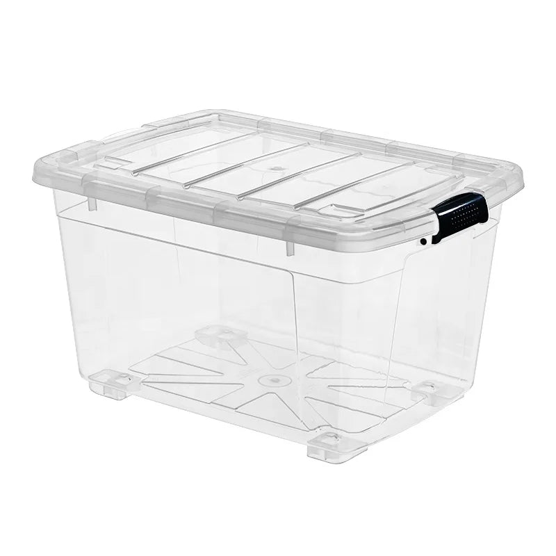 Wholesale Heavy Duty PP Storage Box 27L-138L Stackable Clear with Lid Large Capacity Garage Basement Organization Container