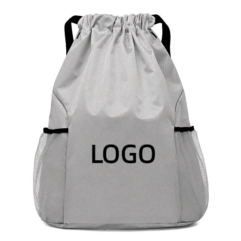 Custom Logo Folding Portable Gym Bag Drawstring Backpack for Outdoor Casual Draw String Backpacks Shoes Gym Drawstring Bags