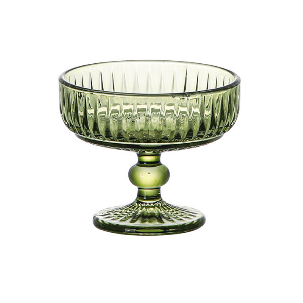 Wholesale Vintage Textured Pressed Ice Cream Cup Cocktail Glass Salad Bowl Drinking Glassware Wine Glasses Cup Minimalist 300