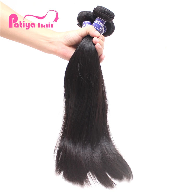 MOQ 1 Piece Cuticle Intact Human Hair Bundle Natural Black Raw Straight Hair Double Weft Malaysian Silky Straight Hair Bundle