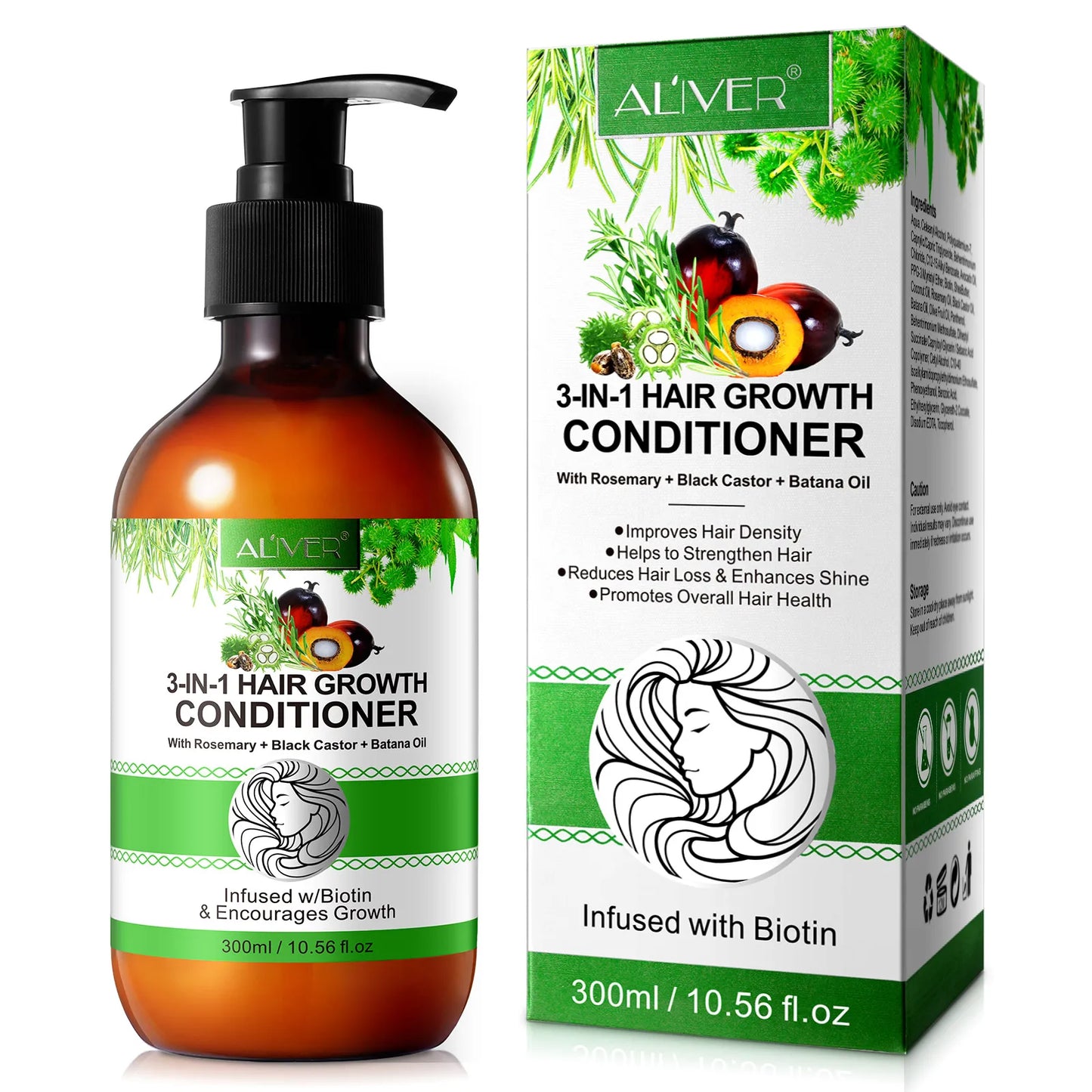 ALIVER Private Label Organic Hair Growth Coconut Batana Oil Jamaican Black Castor Oil Rosemary Hair Shampoo and Conditioner