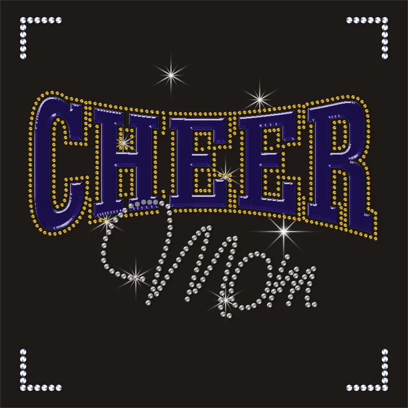 Diamond Shape Rhinestone Heat Transfer Iron on Hotfix Crystal Bling Applique Letters DIY Cheer Mom Outfit