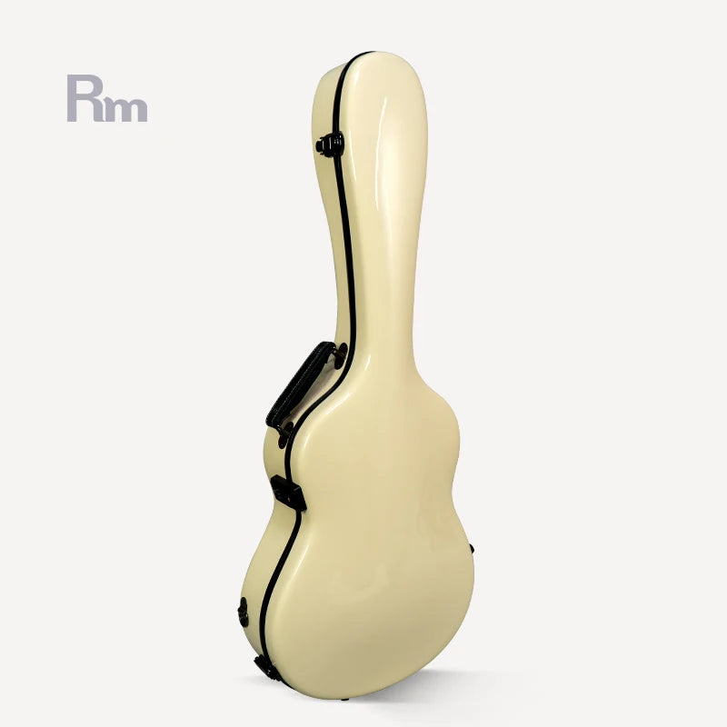 RM SUN08-C2 Backpack Style Fiberglass Classical Guitar Case Crush Velvet Interior Black Gel Coat Exterior Leather Handle