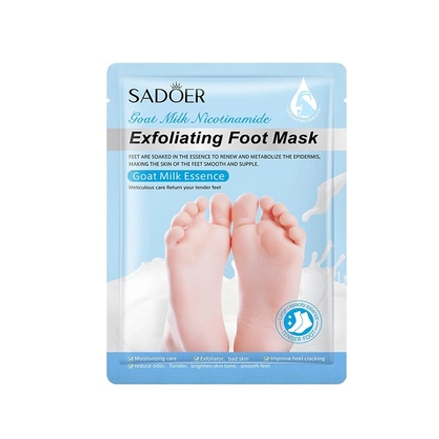OEM SADOER Foot Membrane Moisturizing Goat Milk Niacinamide Smooth Skin Exfoliate Foot Mask