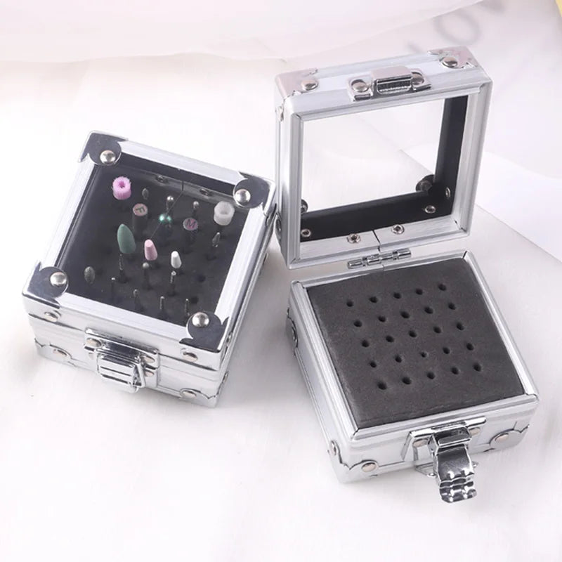 TSZS Wholesale Empty 25 Holes Professional Grinding Head Collection Holder Empty Box High Quality Nail Drill Bit Holder Case
