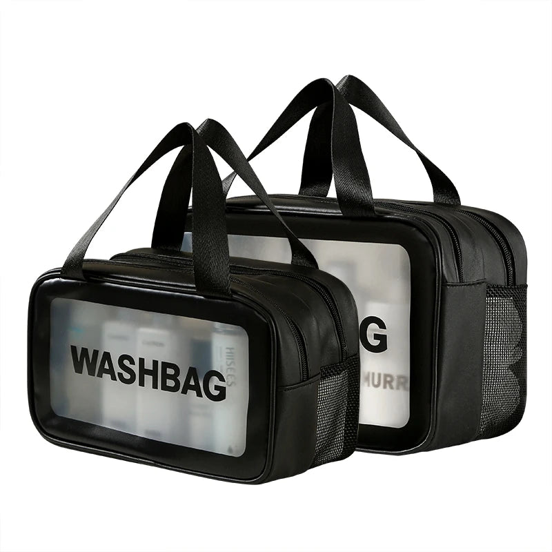 Customizable Travel Toiletry Bag Large Clear Makeup Bags Dry/Wet Compartments Travel Makeup Cosmetic Organizer Bag for Women